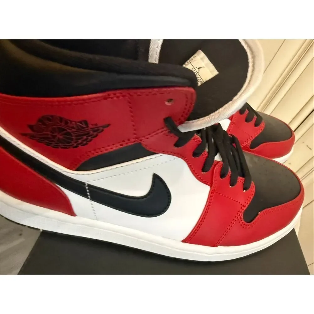 Air Jordan 1 Mid Men's Chicago Toe Athletic Sneaker Shoes Multicolor Size 8.5